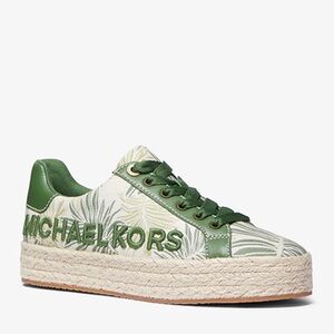 Michael Kors Poppy Palm Jacquard Espadrille Sneakers – Size 7.5 New Without Box